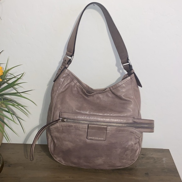 Marc By Marc Jacobs Moto Tie Dye Mauve Leather Large Hobo Bag EUC - Picture 5 of 12